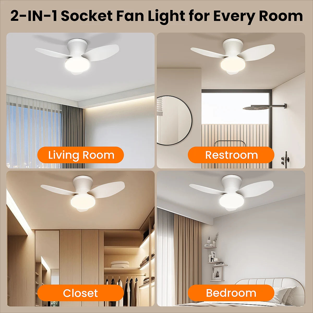 Mexllex Three Leaf Ceiling Fan With Remote LED Light