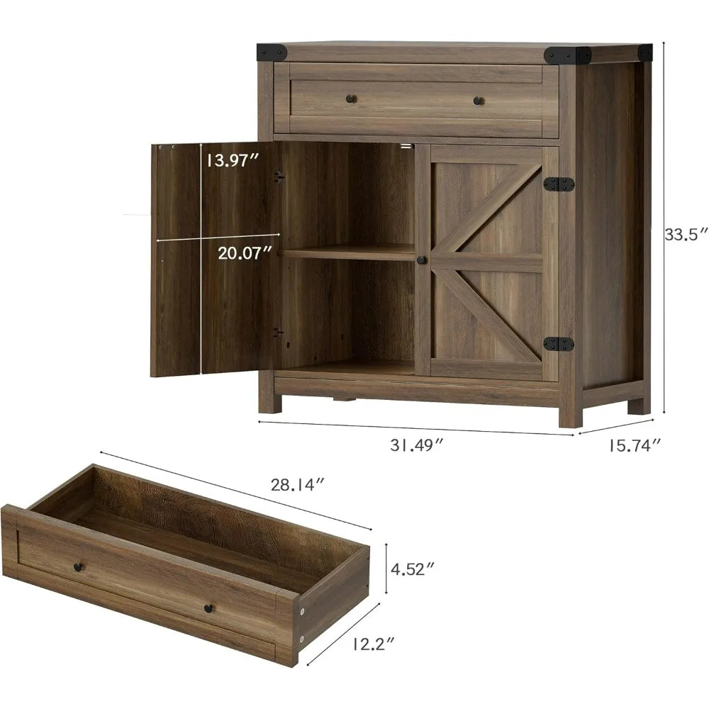 Flamaker Sideboard Buffet Cabinet With Storage And Drawer Barn Doors
