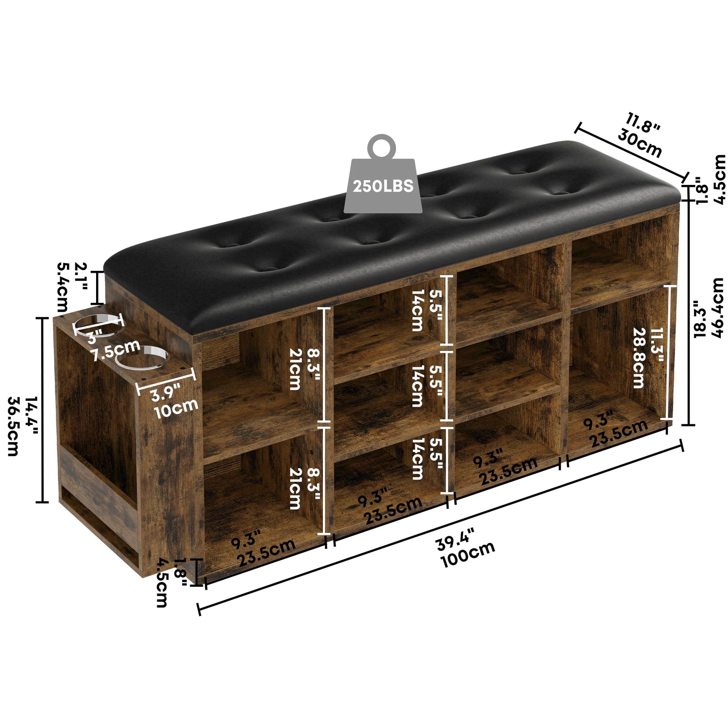Ironck Shoe Bench With 10 Cubbies Storage Organizer