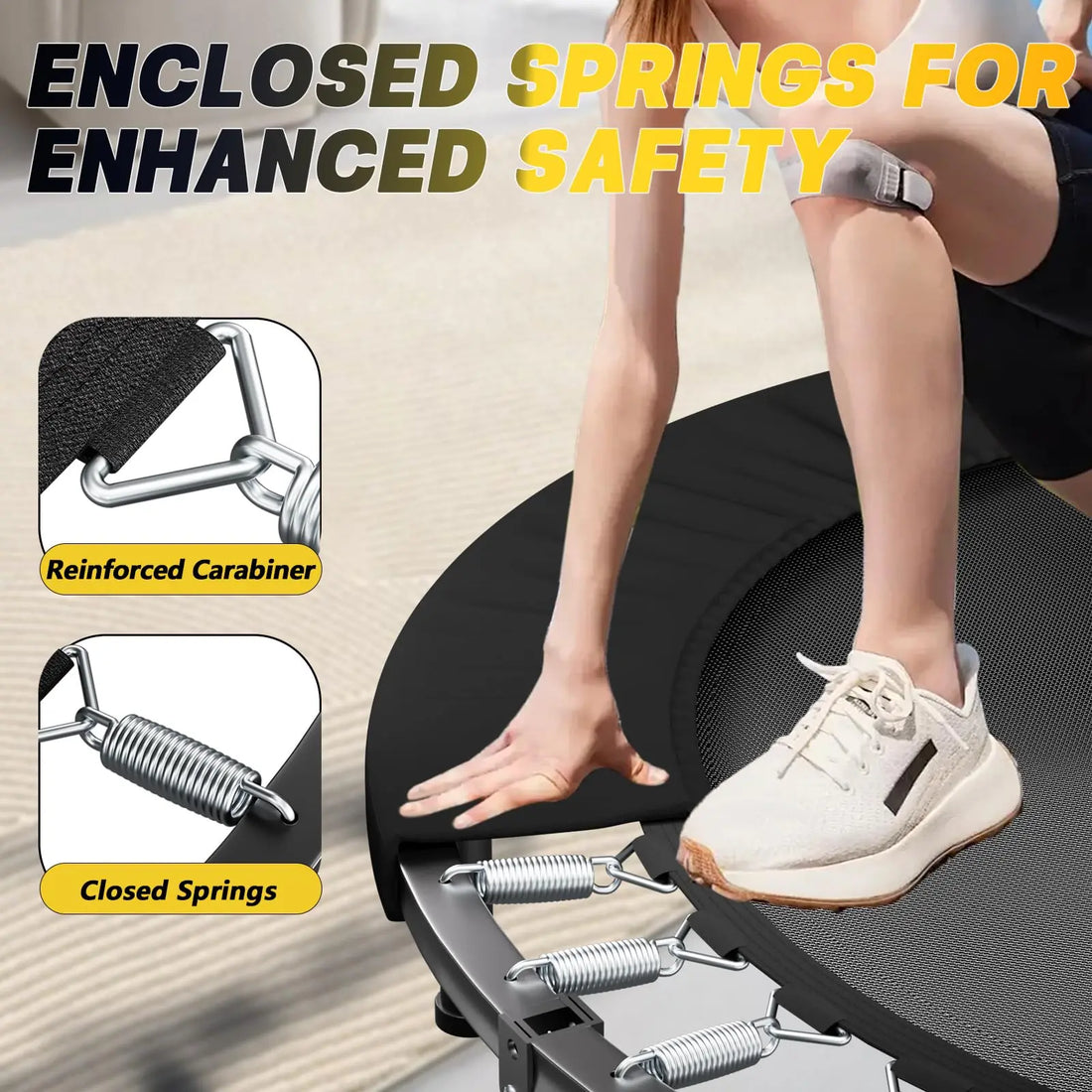 Adjustable Foldable Rebounder Trampoline With Handle For Adult Cardio Fitness