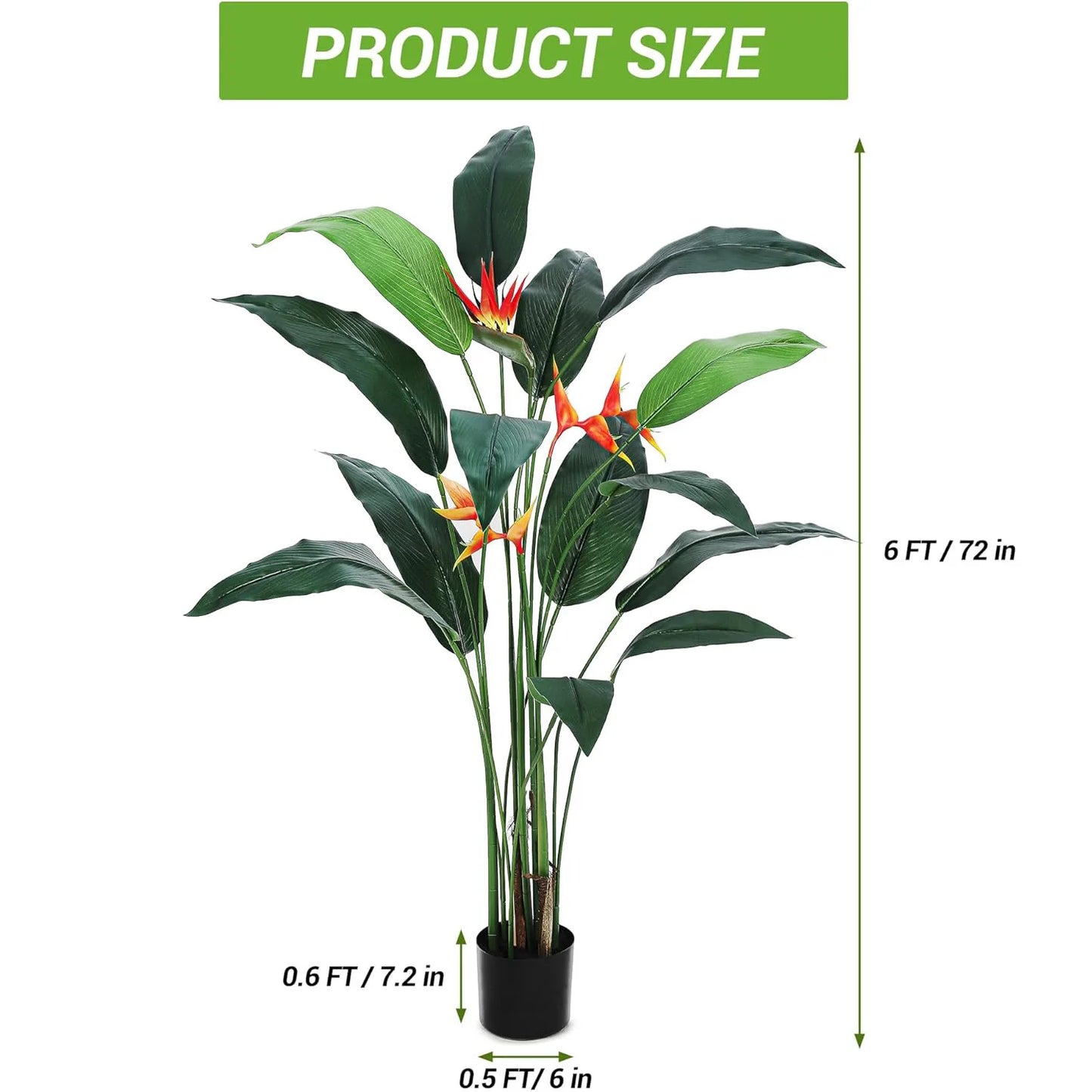 HiMISSCN Bird Of Paradise Artificial Plant 2-Piece Floor Decor