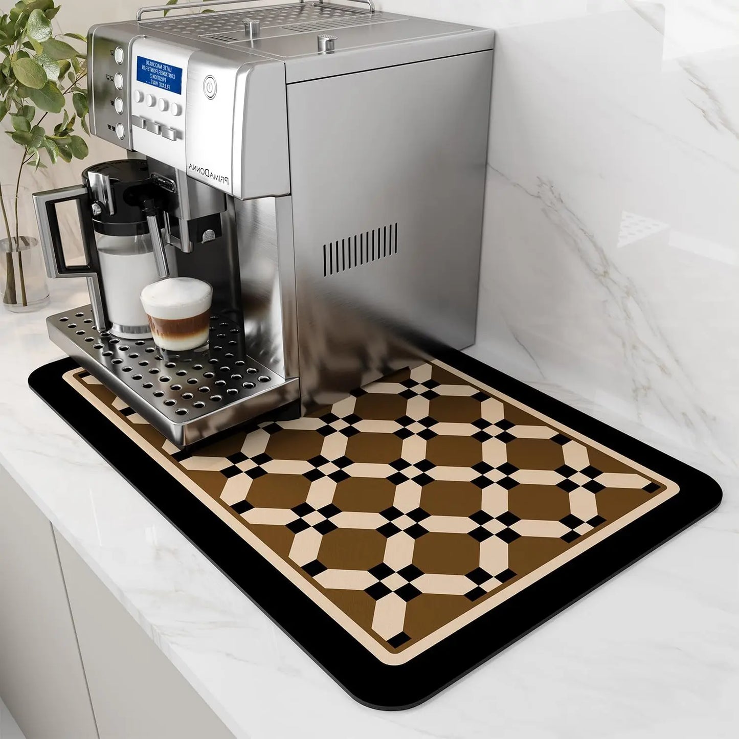 Water Absorbent Coffee Machine Mat With Rubber Backing