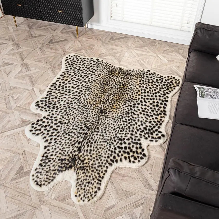 Area Rug Animals Printed Faux Fur Cowhide Rug For Home