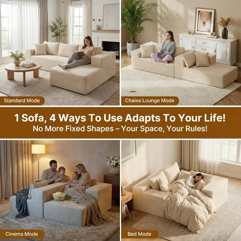 Realbear Modular Cloud Sectional Sofa With L Shaped Chaise
