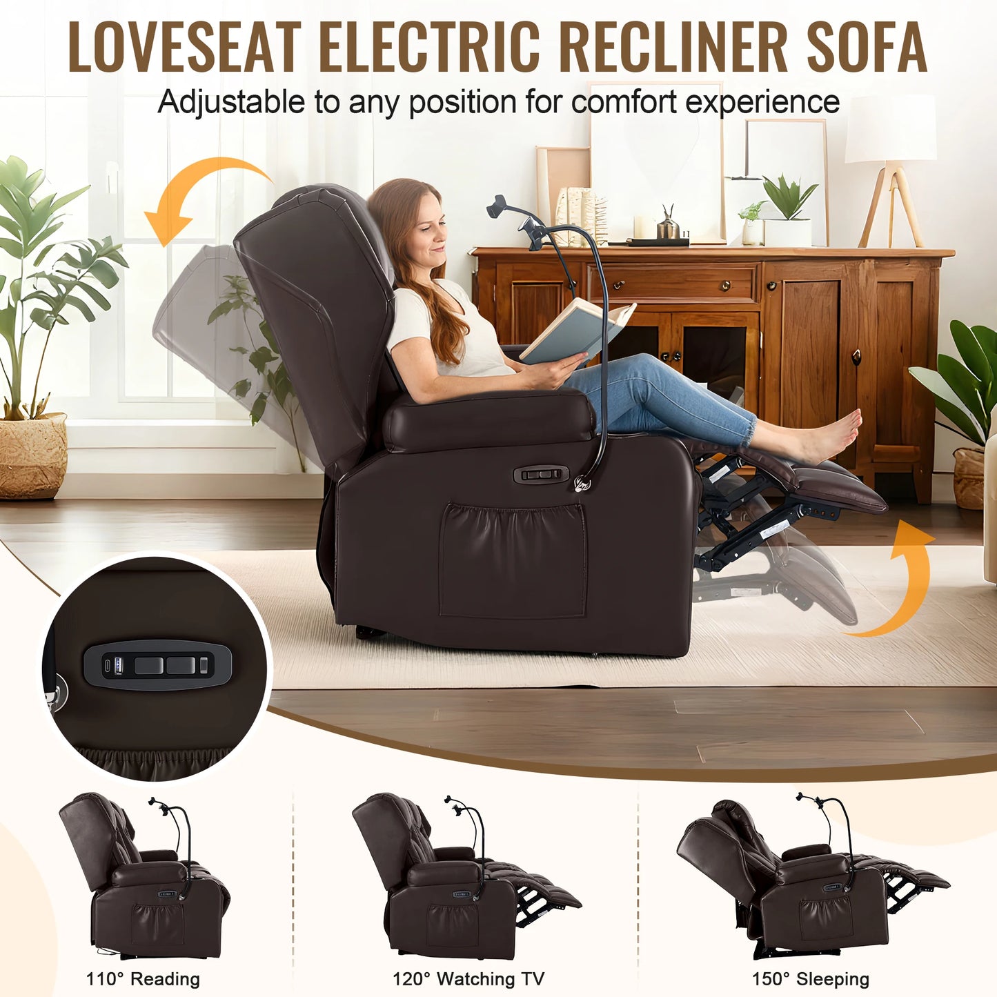 Redlife Electric Recliner Loveseat With Massage And Heat