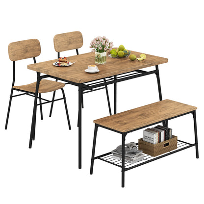 HOMASIS Dining Table Set For 4 With Bench And 2 Chairs