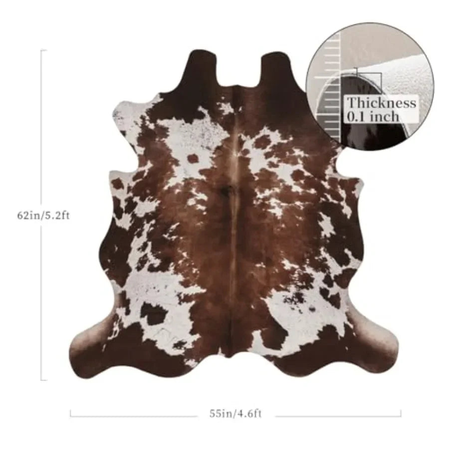 Faux Cowhide Cow Print Rug With Anti Slip Rubber Backing