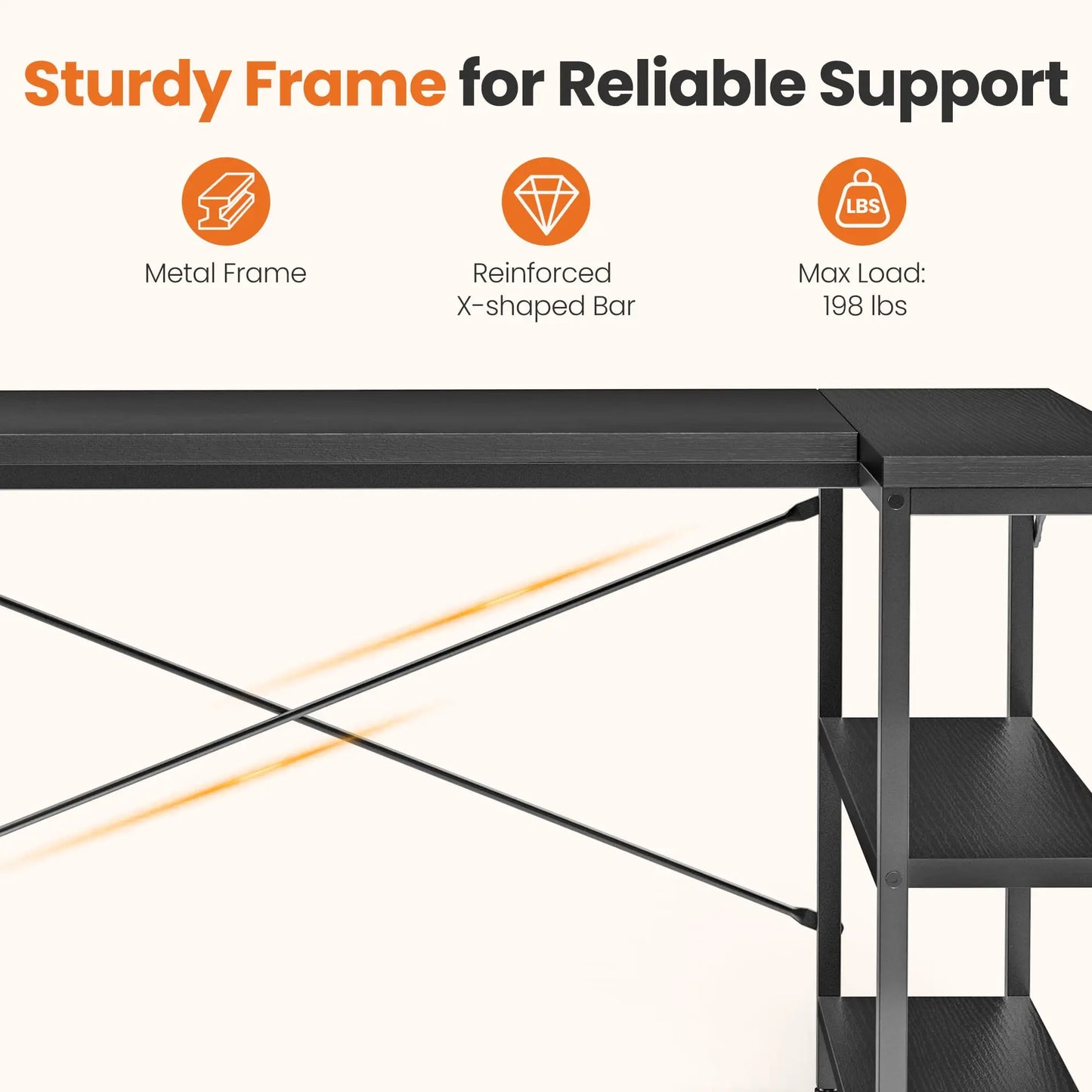 JHK L Shaped Desk With Reversible Storage Shelves For Home Office Computer Desk