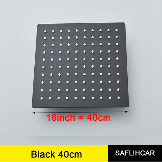 SAFLIHCAR Chrome Ultrathin Rainfall Shower Head Square Wall Mounted