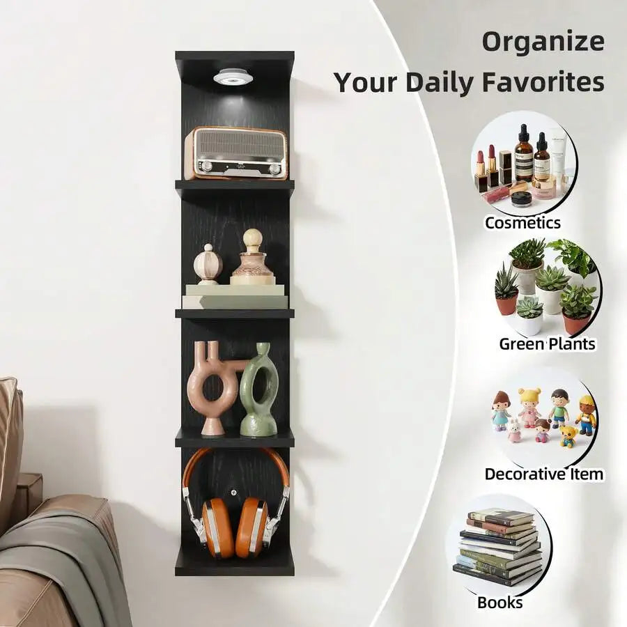 Wooden Five Tier Wall Mounted Floating Shelf For Home Storage