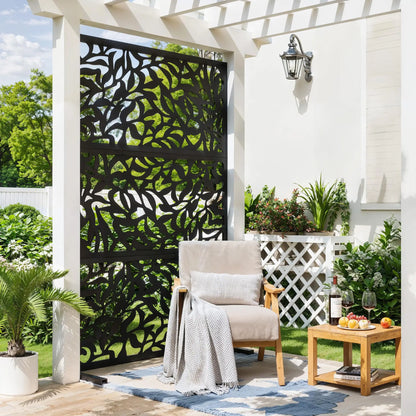HiMISS Outdoor Metal Privacy Screen Freestanding Laser Cut Fence Panel
