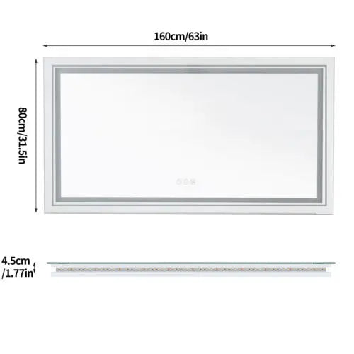 Illuminated LED Bathroom Mirror With Backlit Lights And Anti Fog