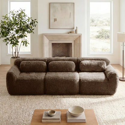 Modern Plush Modular Sectional Sofa With Pillows
