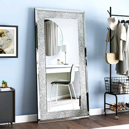 Crystal Crush Diamond Wall Mirror Framed Rectangle