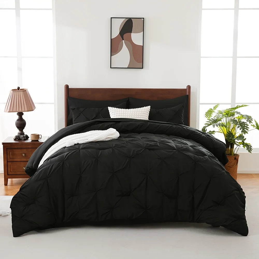 NIGHT COMFORT Pintuck Bed In A Bag Comforter Set With Sheets