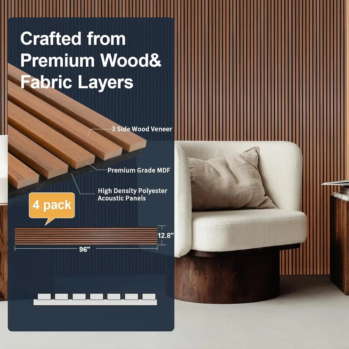 Teak Acoustic Wall Slat Panels For Sound Absorption