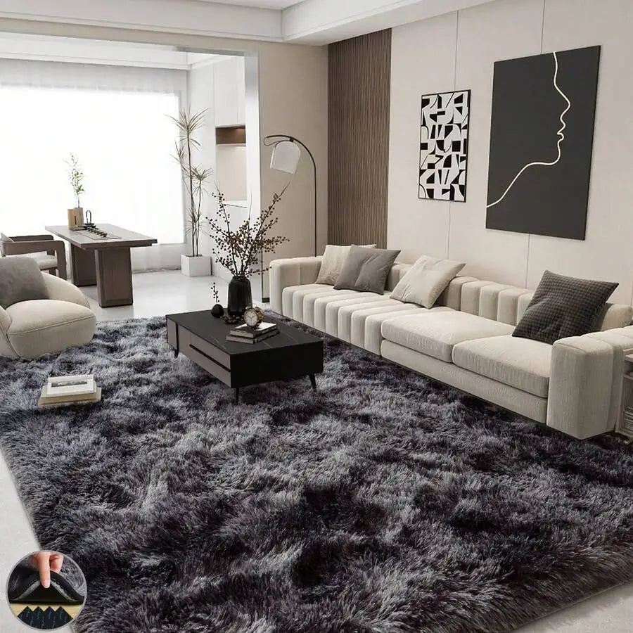 Modern Soft Shag Rug For Bedroom And Living Room With Plush Carpet