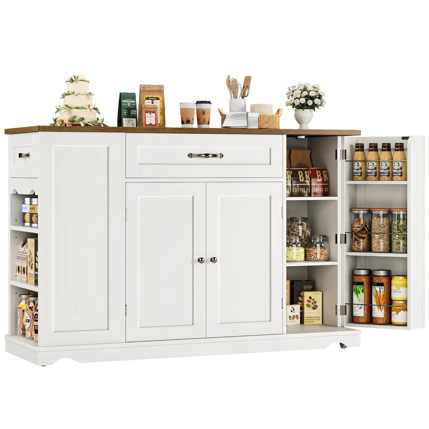 Guangbai Kitchen Island Cart With Storage And Wheels 2 Drawers