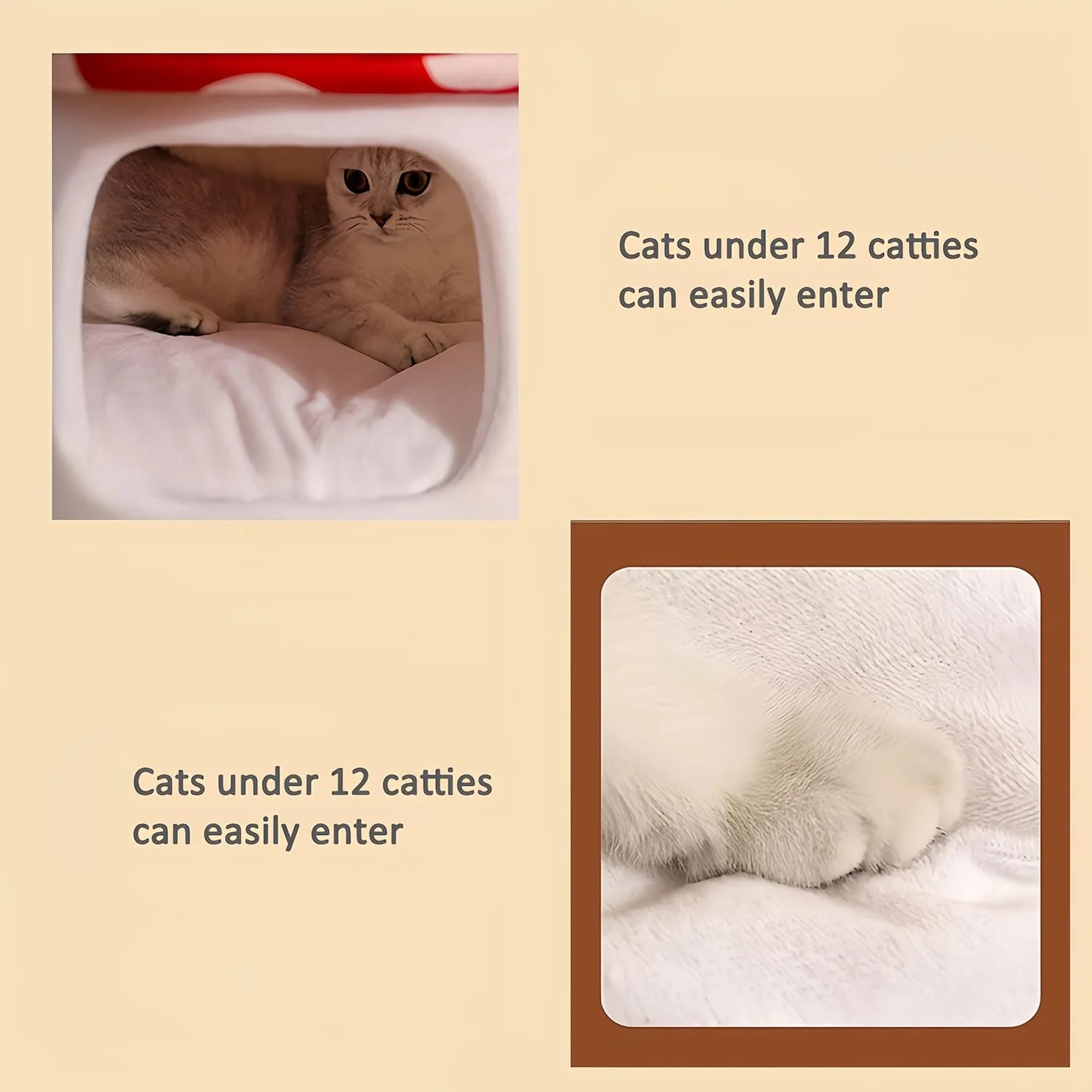 NONECN Mushroom Cat Bed Indoor Cat Cave With Washable Cushion