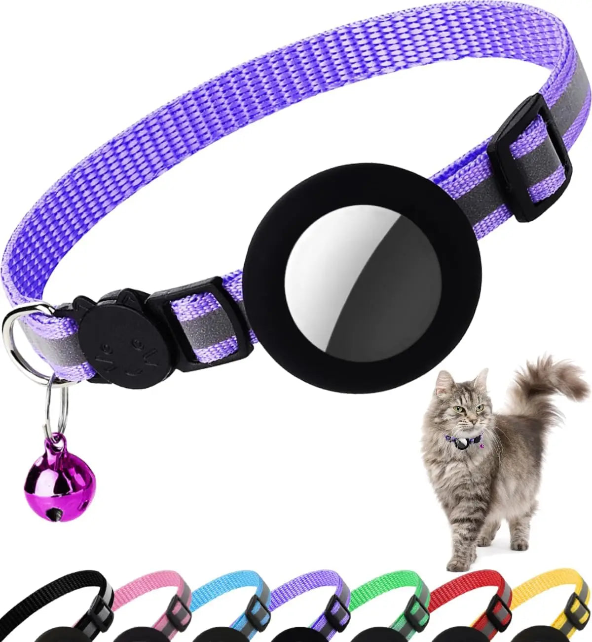 AirTag Cat Collar Breakaway Reflective Kitten Collar With AirTag Holder