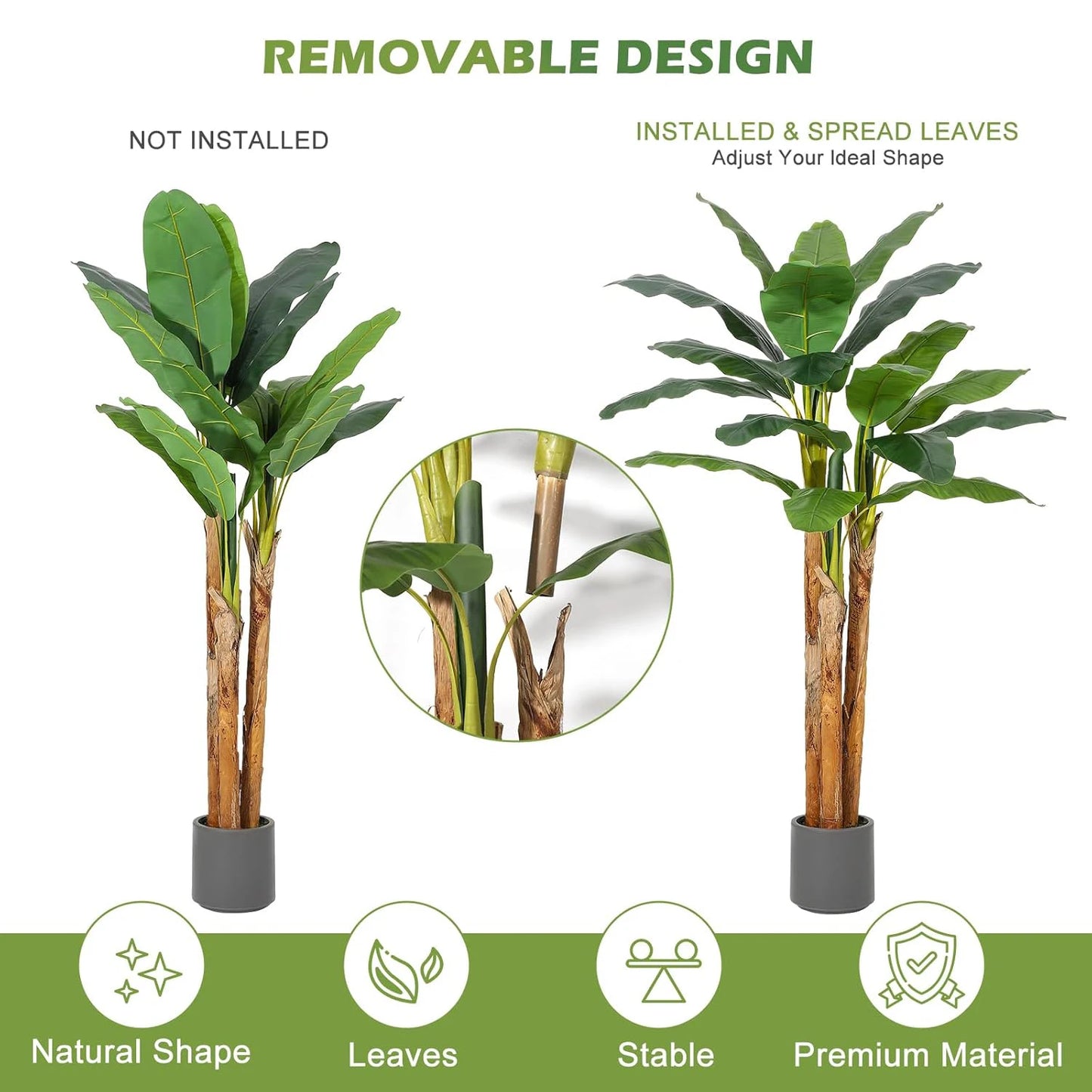 HiMISS Artificial Banana Tree In Planter For Home Office Decor