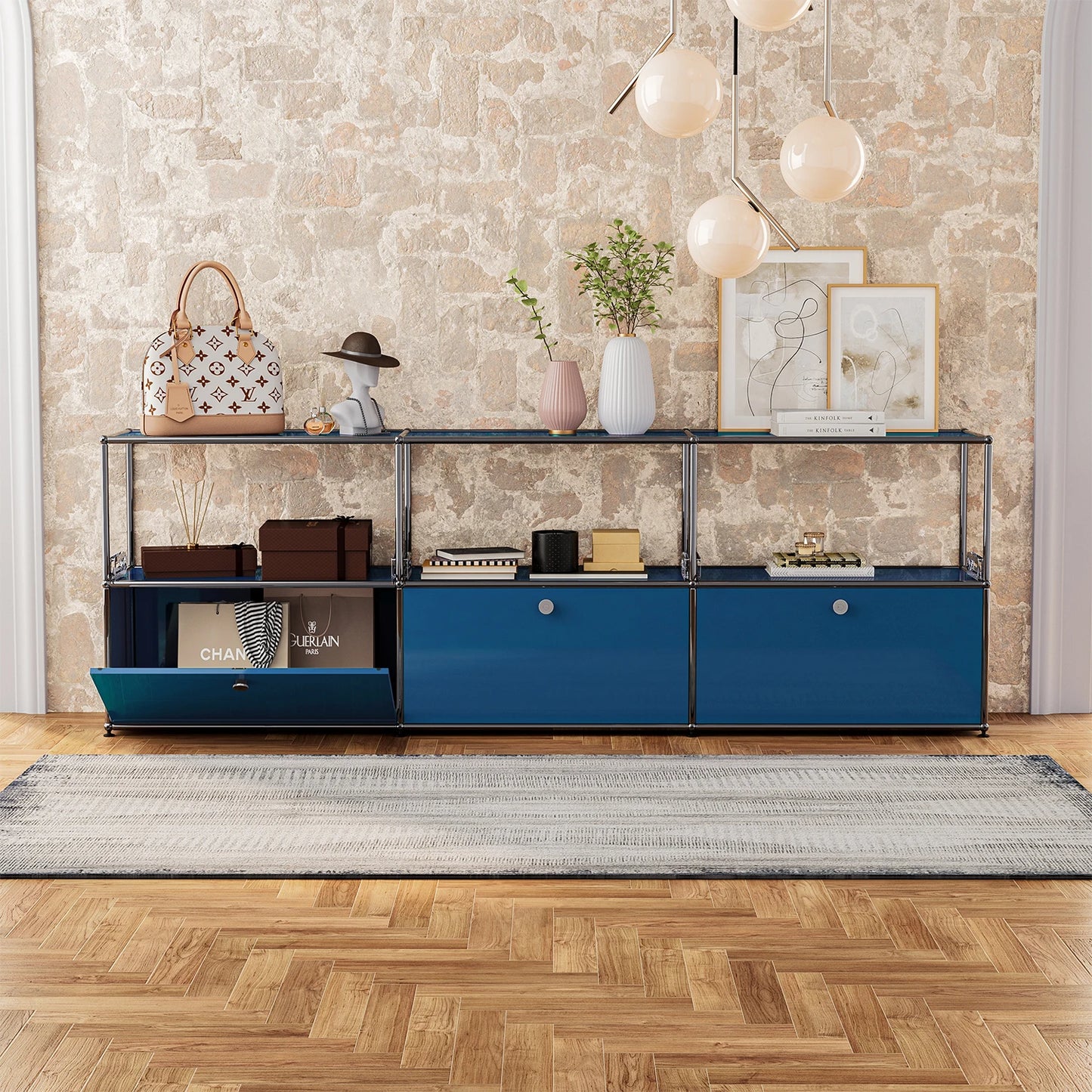 Modern TV Stand Storage Cabinet Stainless Steel Organizer