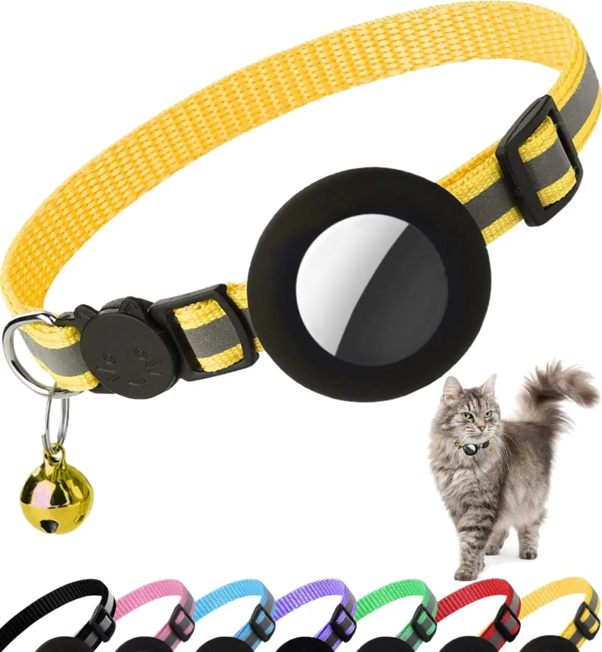 AirTag Cat Collar Breakaway Reflective Kitten Collar With AirTag Holder
