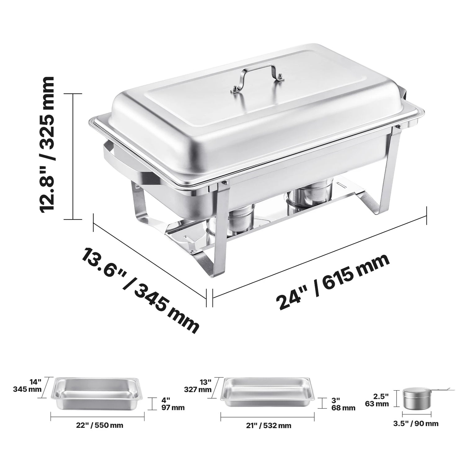 SucceBuy Stainless Steel Chafing Dish Buffet Set With Pans