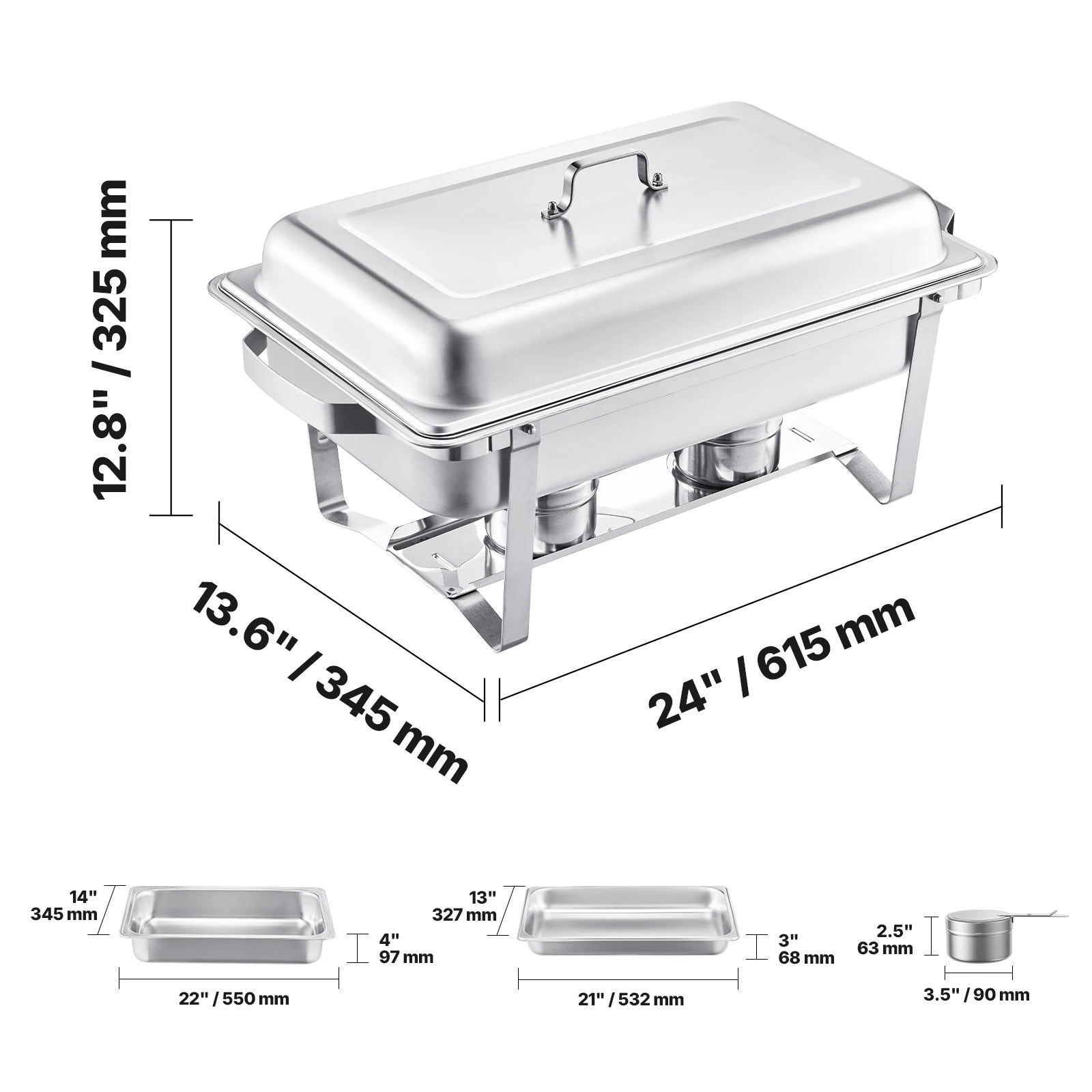 SucceBuy Stainless Steel Chafing Dish Buffet Set With Pans