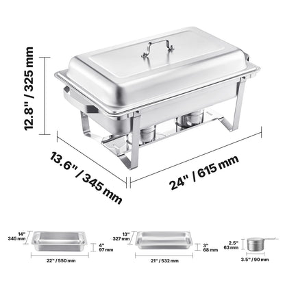 SucceBuy Stainless Steel Chafing Dish Buffet Set With Pans