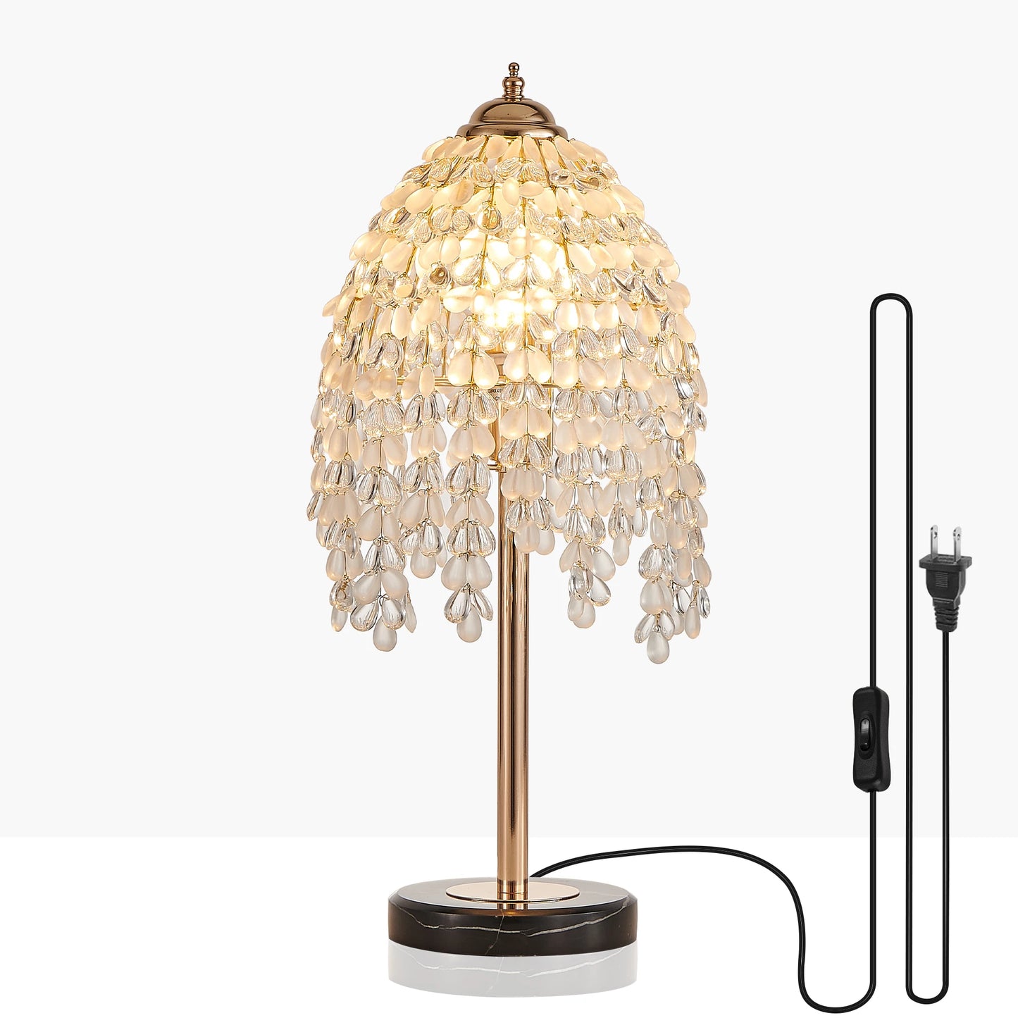 Elegant Crystal Table Lamp With Bead String Shade Elegance