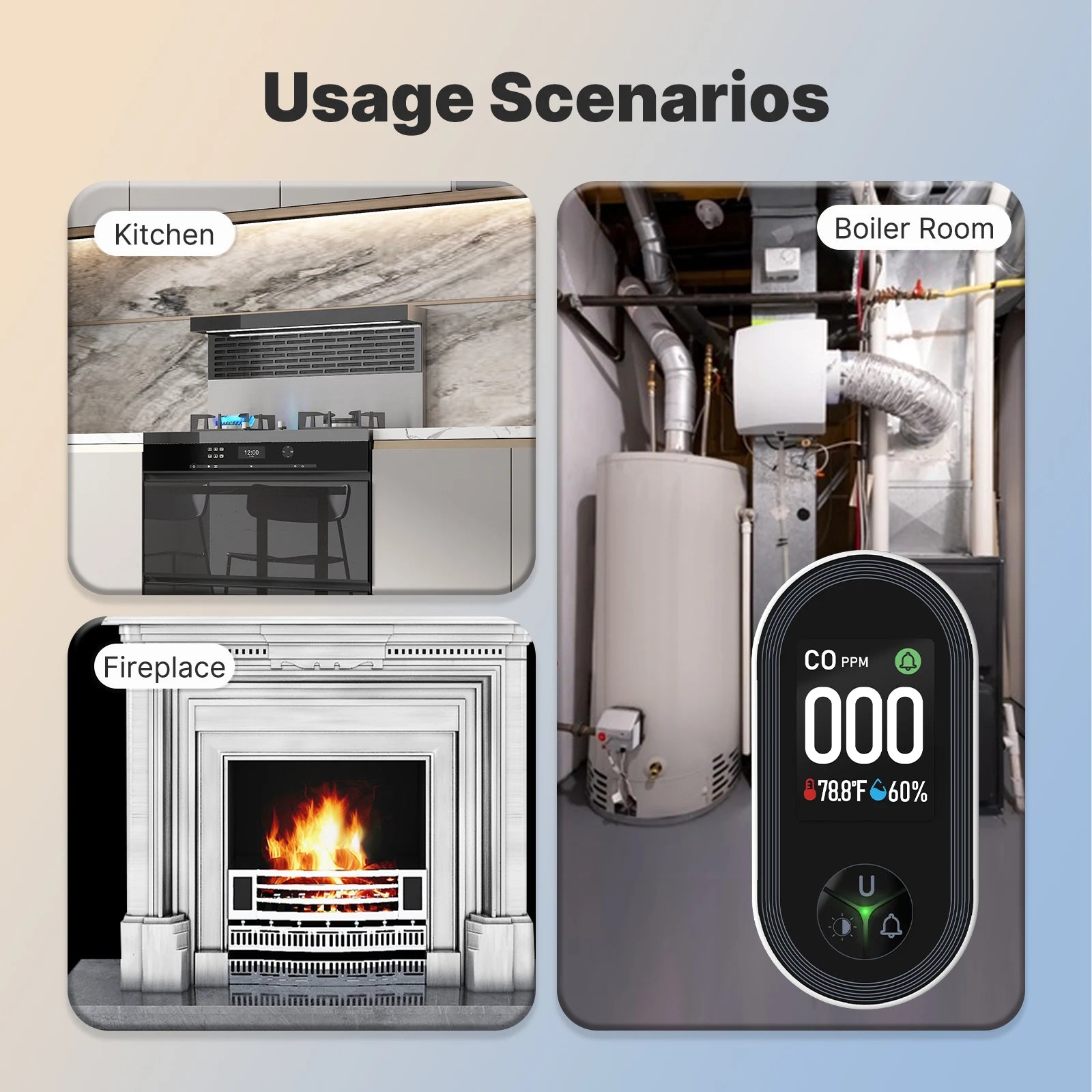 MOES 3-in-1 Carbon Monoxide Detector Plug-In With Display