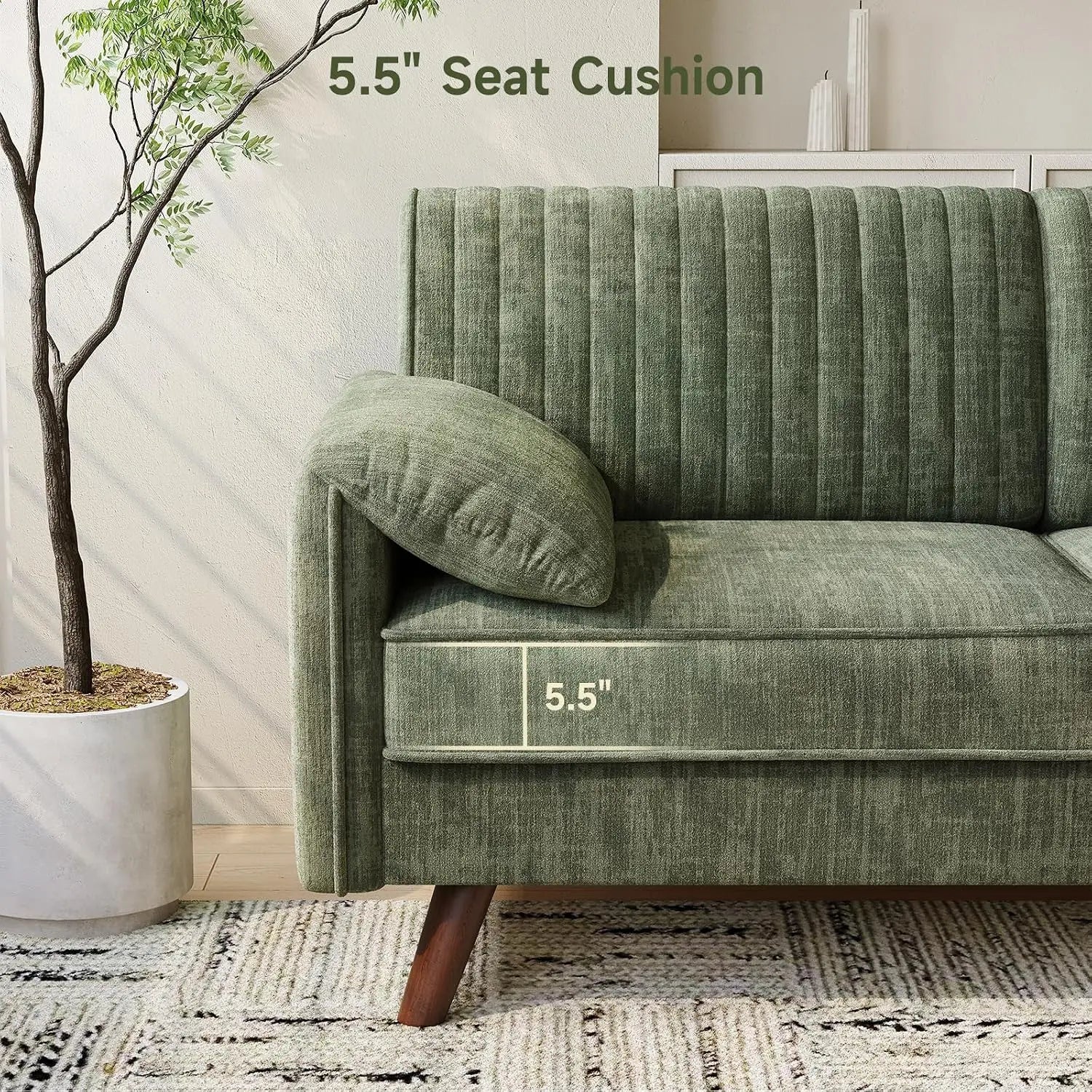 Onbrill Modern Chenille Fabric Loveseat Sofa For Cozy Living Rooms
