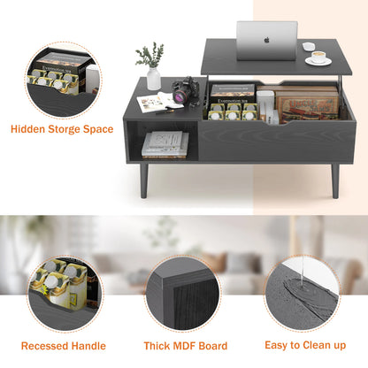 JHK Lift Top Coffee Table With Wood Storage Shelf Modern