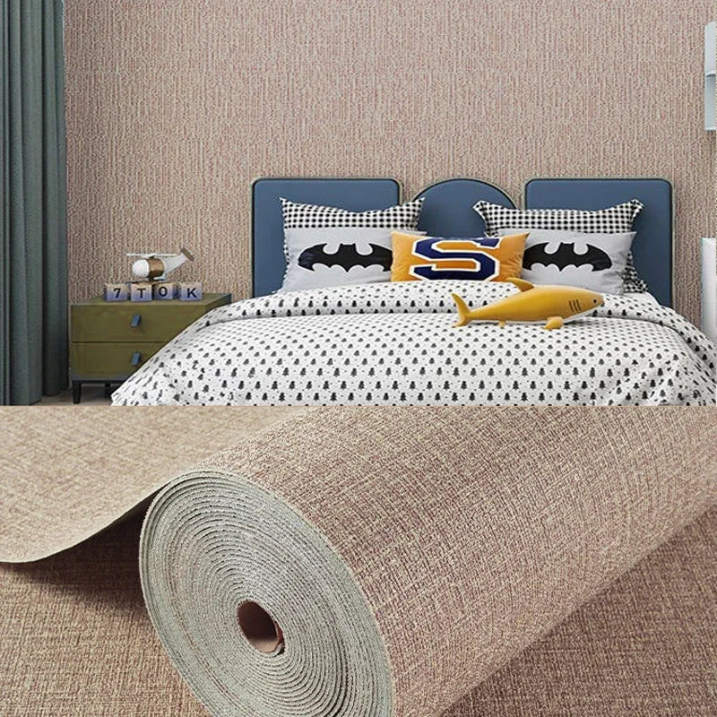 NONECN Linen 3D Foam Wallpaper Self-Adhesive PVC Waterproof Backdrop