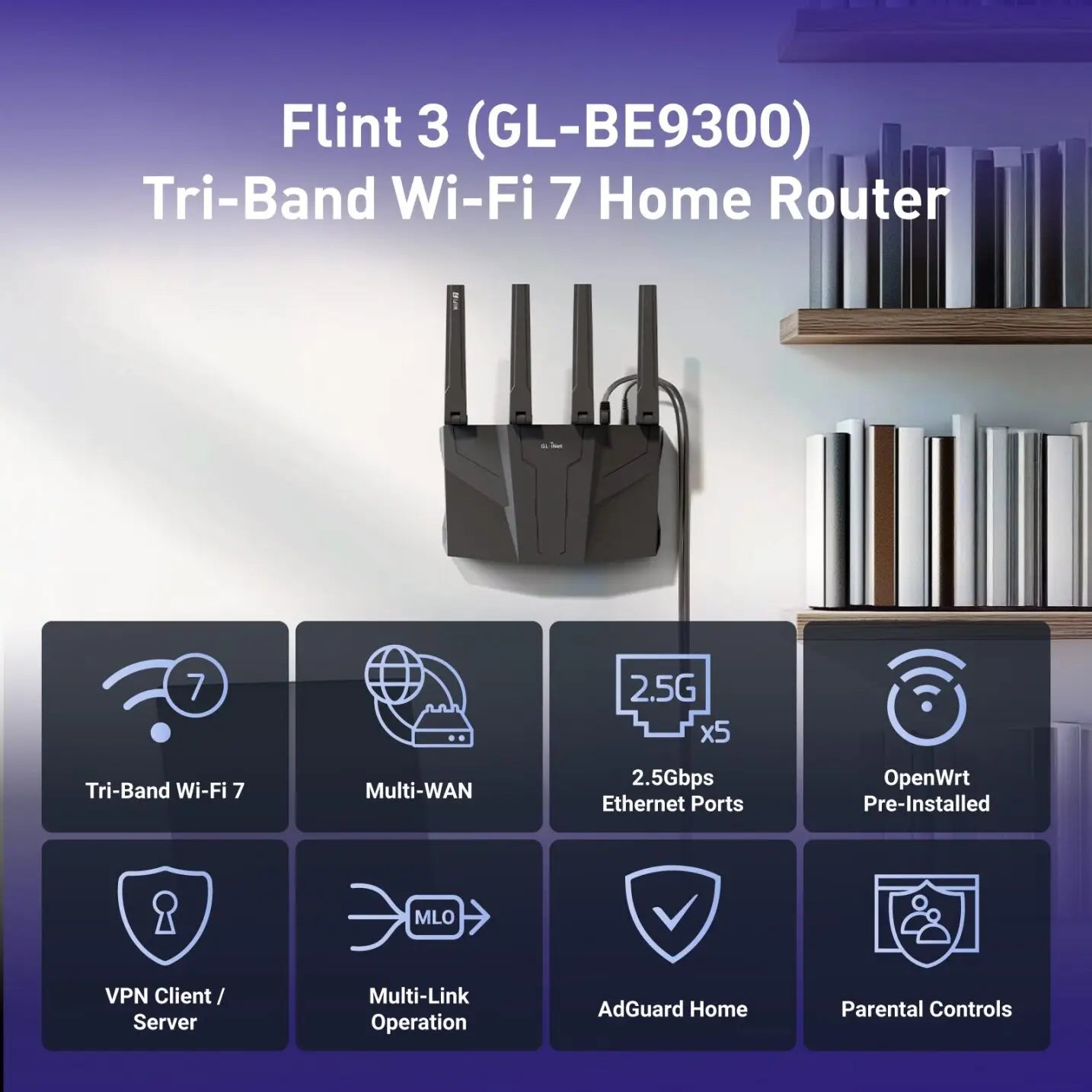 GL.iNet Flint 3 Tri-Band WiFi 7 Router VPN Ready Performance