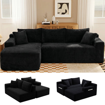 Cloud Modular Sectional Corduroy Sofa With L Shape Chaise