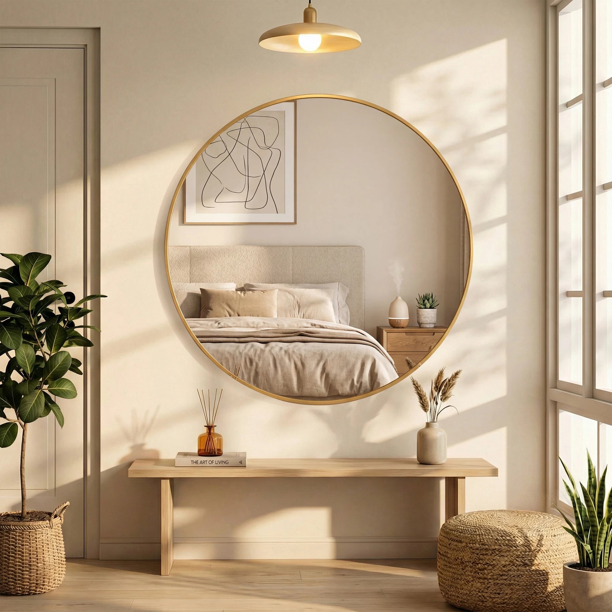 MCQ Round Wall Mirror Shatterproof Bathroom Vanity Mirror
