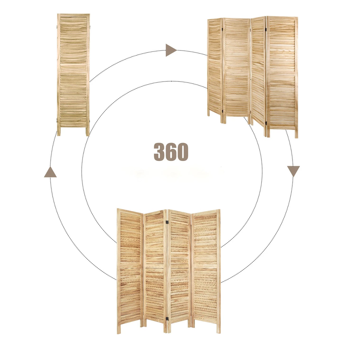 Wood Room Divider Folding Privacy Screen Freestanding Louvered Screen