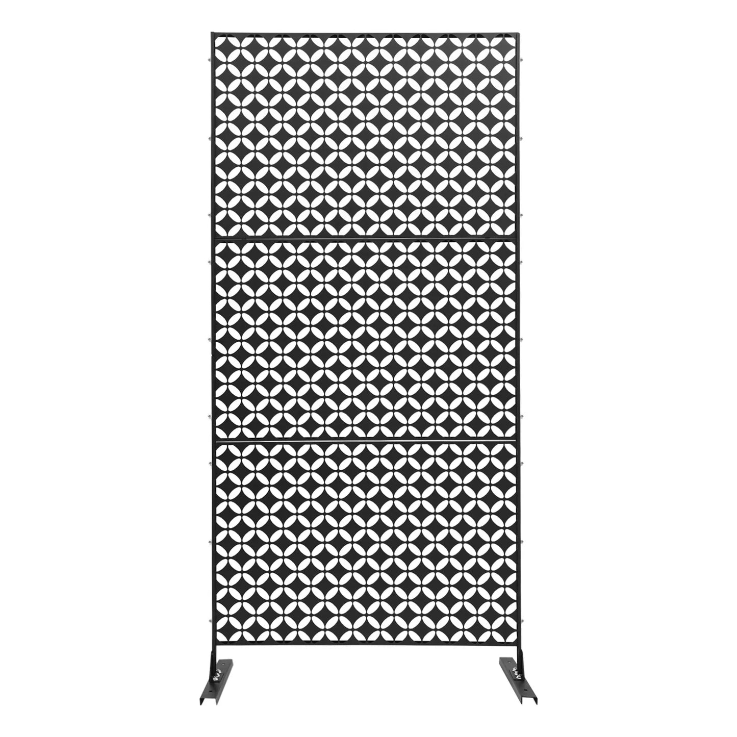 Privacy Screen Room Divider With Coin Shaped Lattice Panels