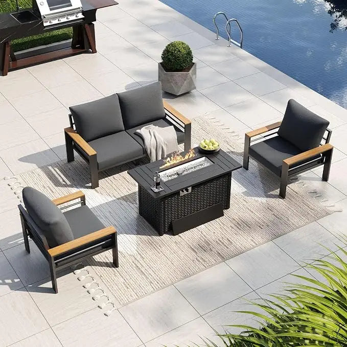 Outdoor Patio Conversation Furniture Set With Coffee Table