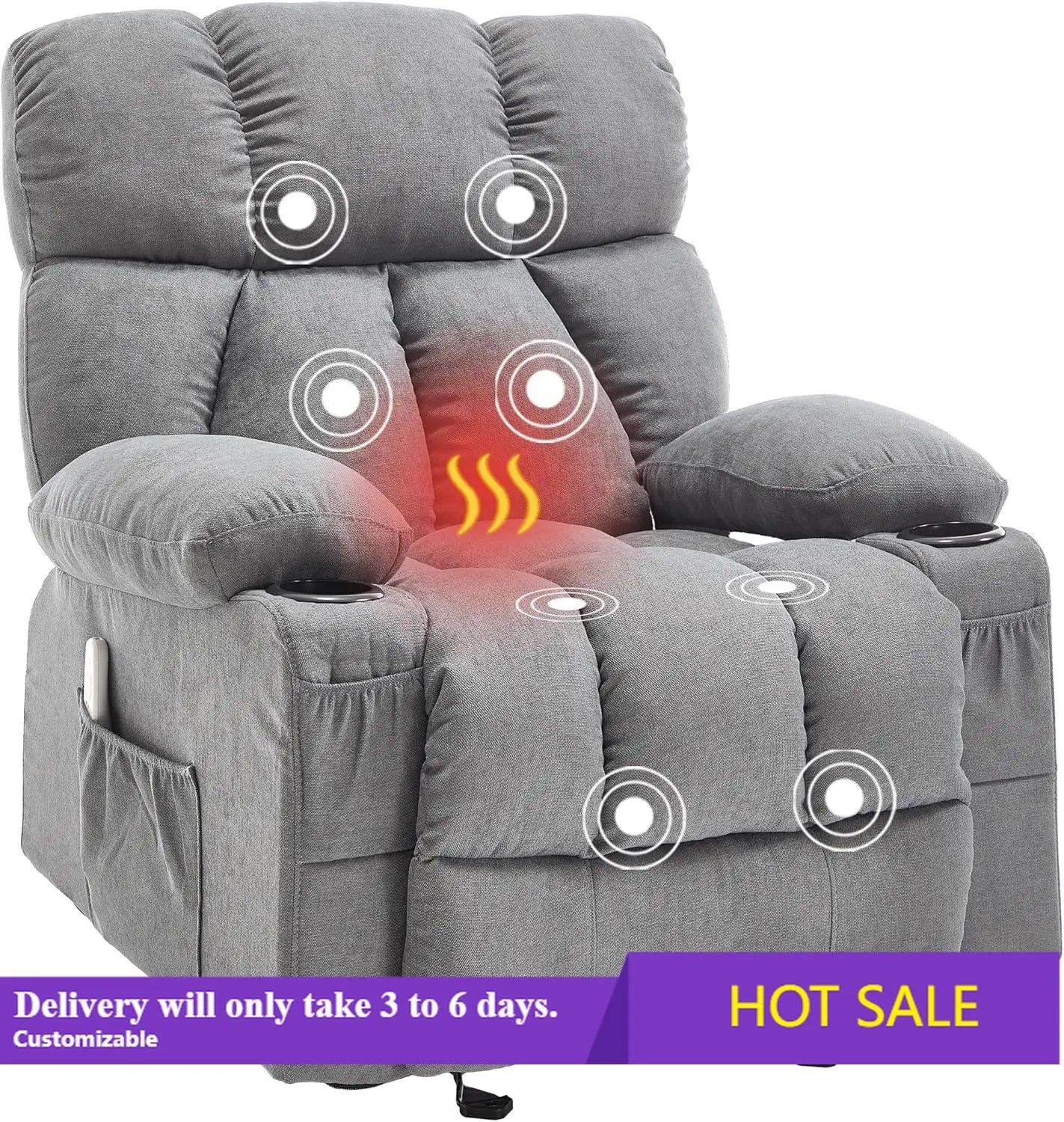 Massage Rocker Recliner Chair With Heat And Vibration Ergonomic Lounge