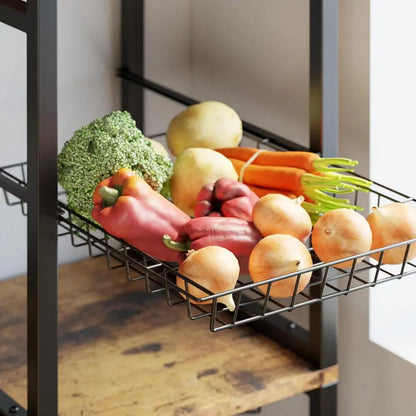 IRONCK Bakers Rack With Storage Cabinets And Power Outlet