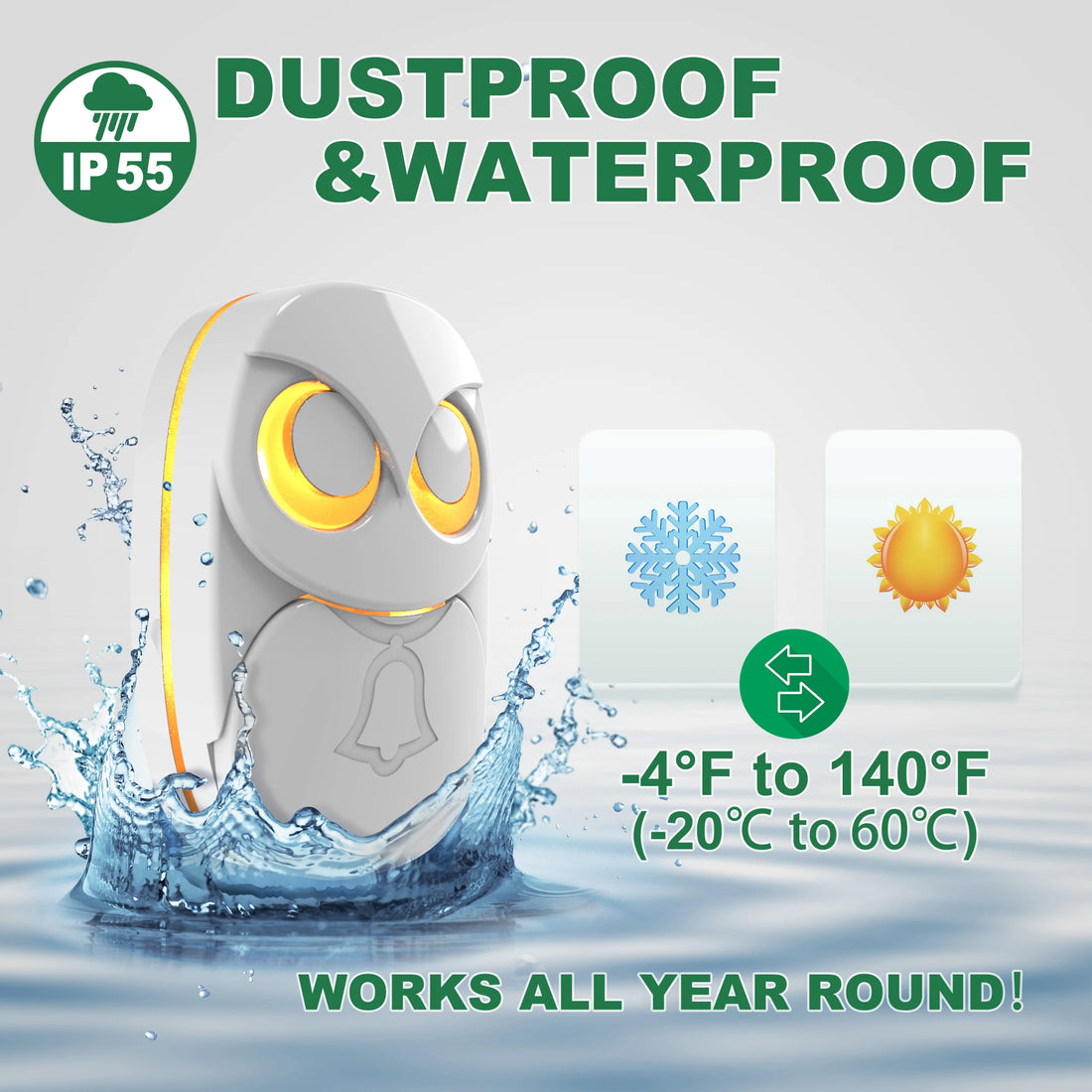 HTZSAFE Wireless Doorbell Chime Long Range 300m Waterproof Outdoor