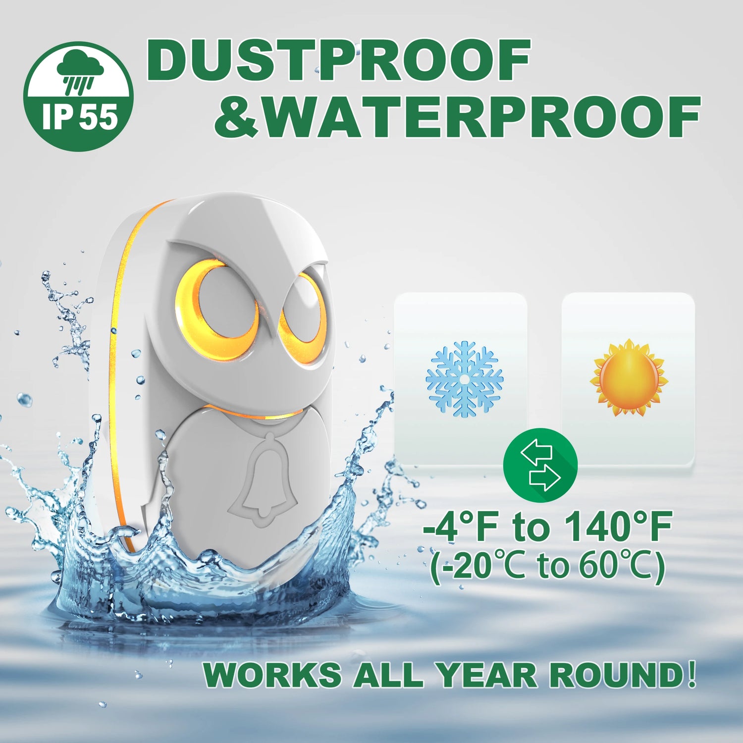 HTZSAFE Wireless Doorbell Chime Long Range 300m Waterproof Outdoor