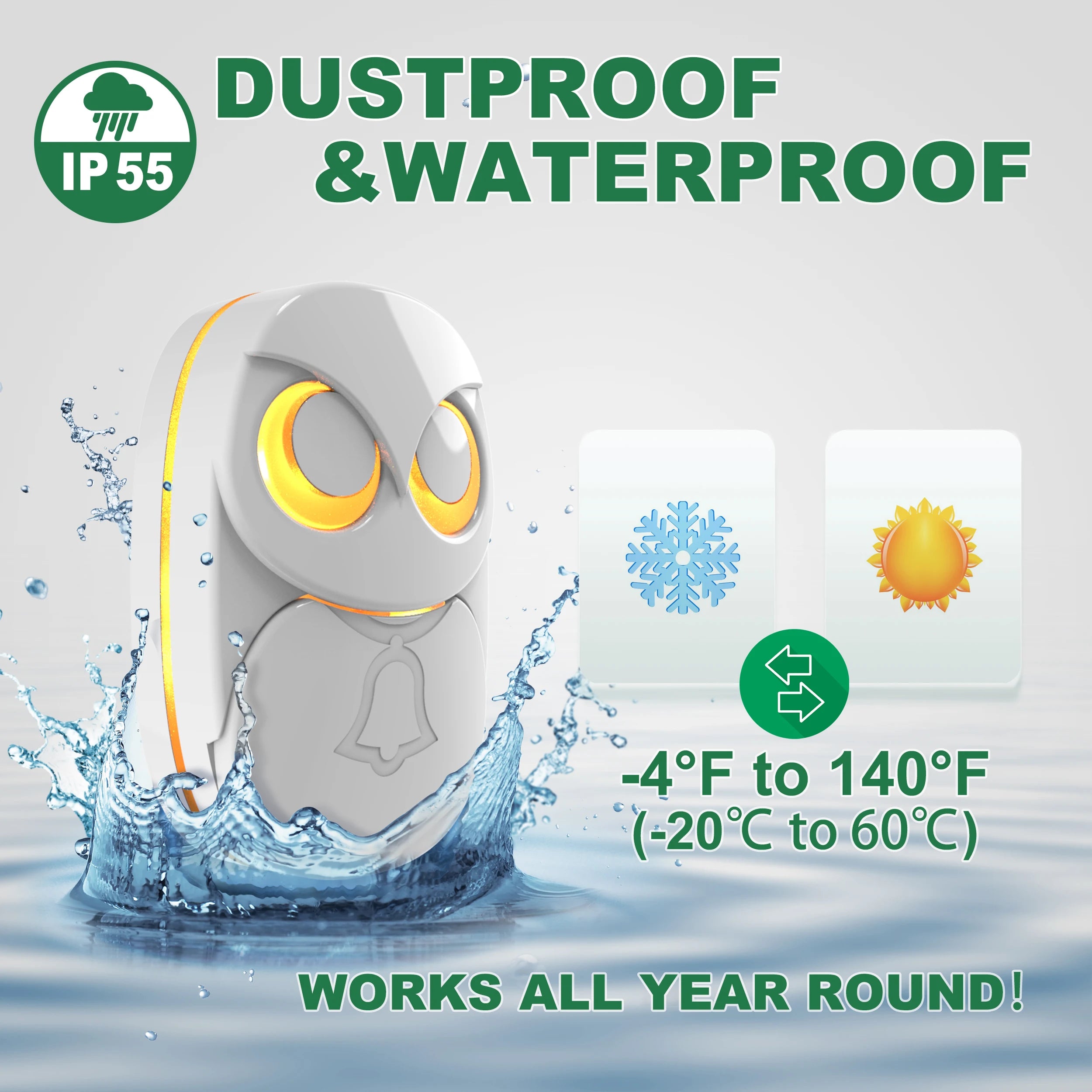HTZSAFE Wireless Doorbell Chime Long Range 300m Waterproof Outdoor