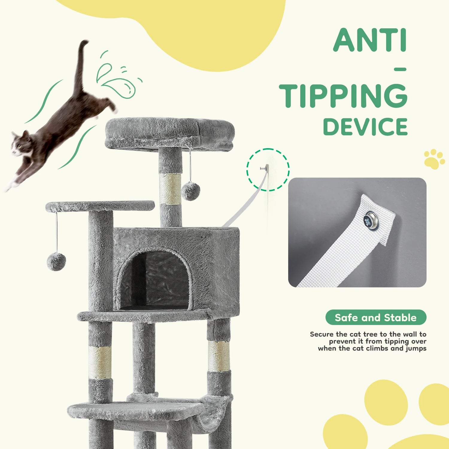 JHK Cat Tree Tower For Indoor MultiCat Scratching Posts