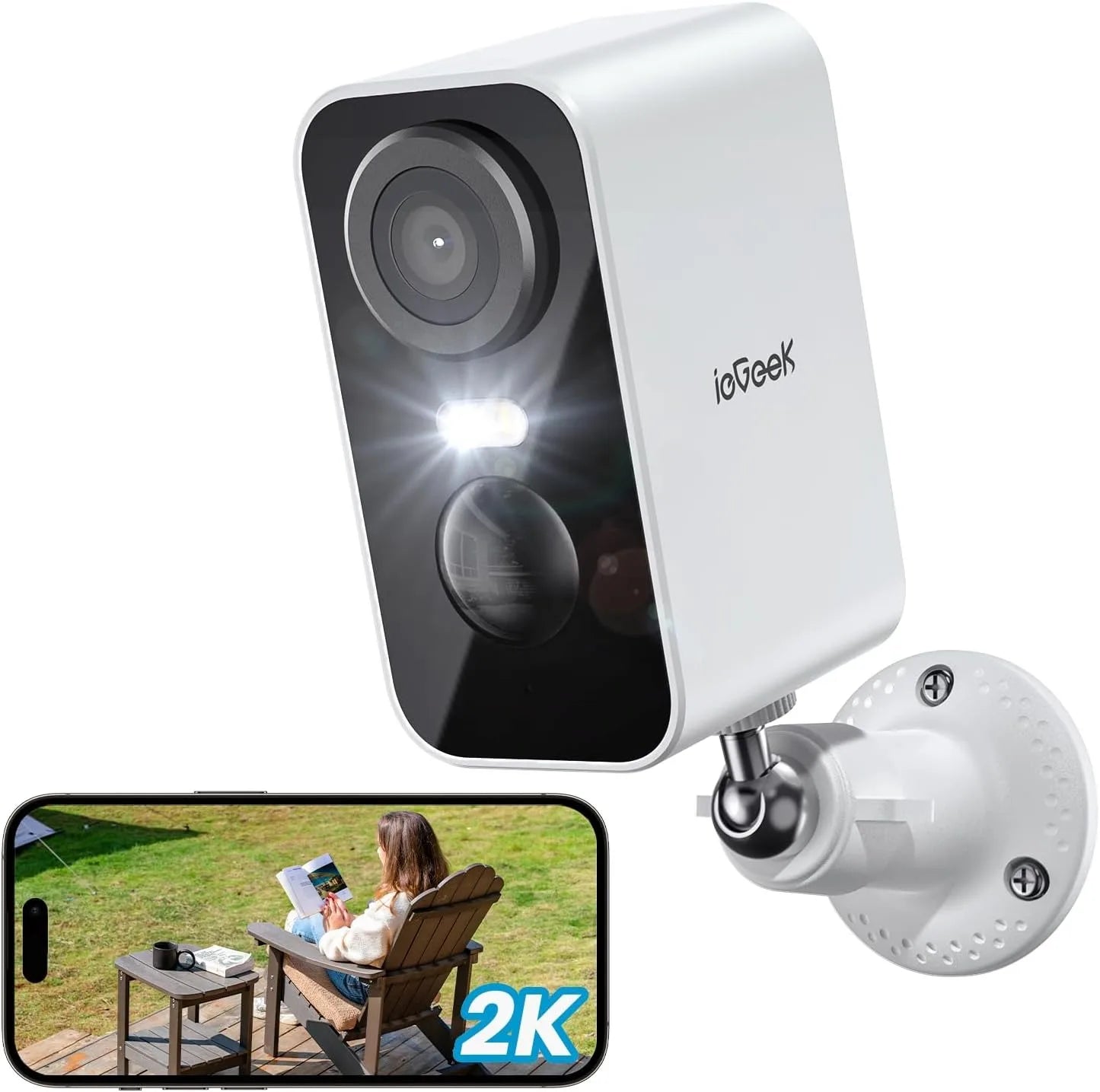 IEGEEK 2K Wireless Outdoor Security Camera With AI Human Detection