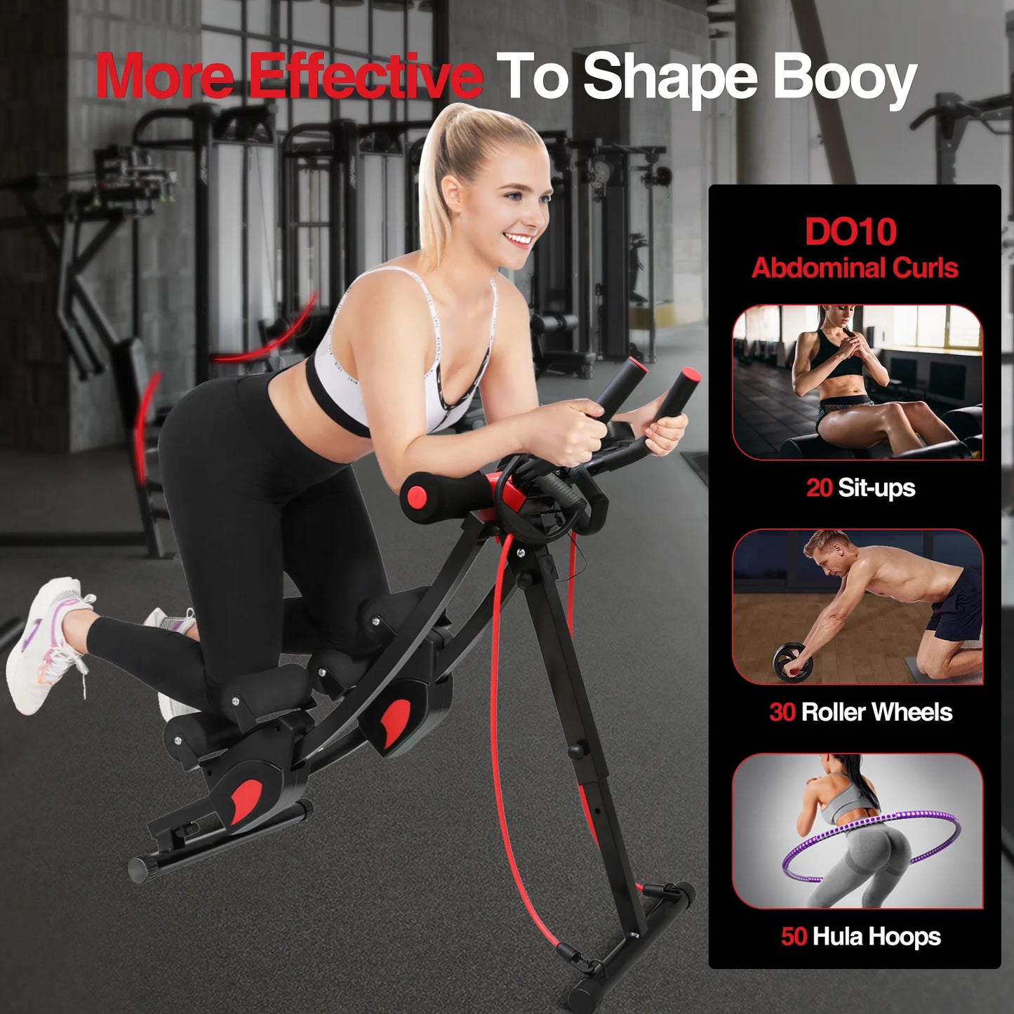 Dual Track Ab Machine With Adjustable Height Ab Cruncher Foldable