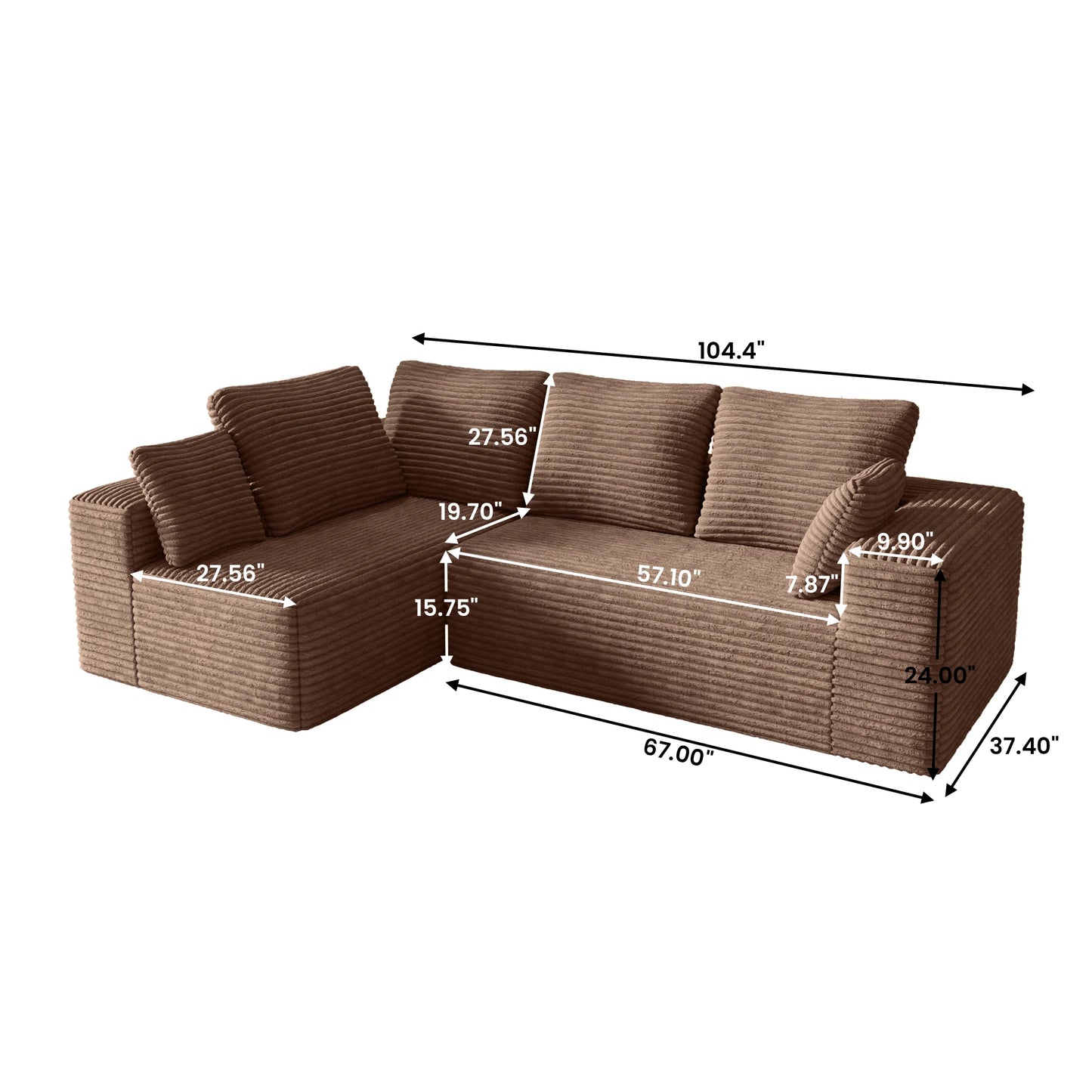 Sdorens L Shaped Cloud Sectional Sofa Modern Modular Couch